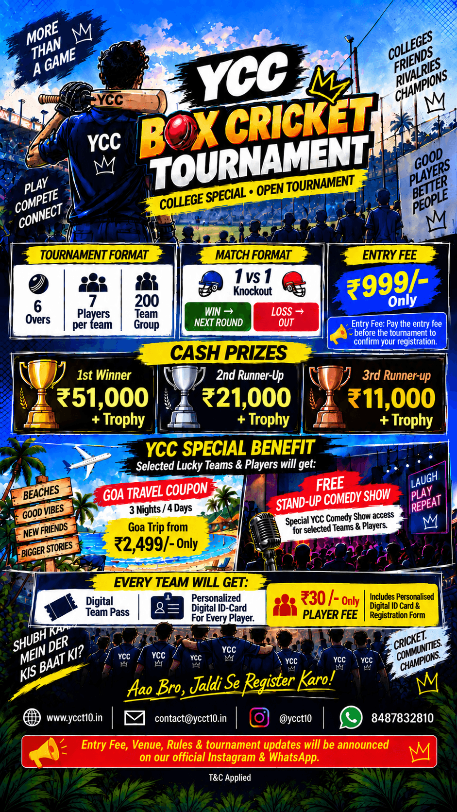 YCC Box Cricket Tournament 2026 poster